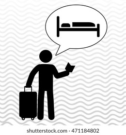 traveler silhouette suitcase design, vector illustration  design
