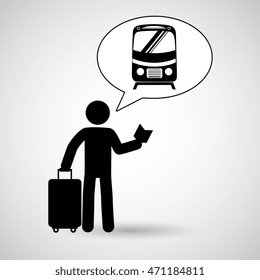 traveler silhouette suitcase design, vector illustration  design