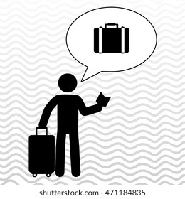 traveler silhouette suitcase design, vector illustration  design