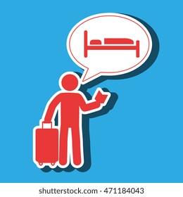traveler silhouette suitcase map vector illustration  design