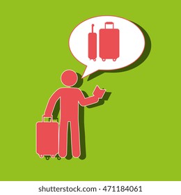traveler silhouette suitcase map vector illustration  design