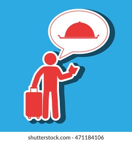traveler silhouette suitcase map vector illustration  design