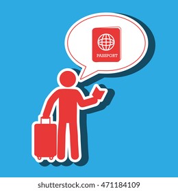 traveler silhouette suitcase map vector illustration  design