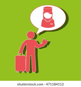 traveler silhouette suitcase map vector illustration  design