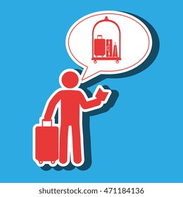 traveler silhouette suitcase map vector illustration  design