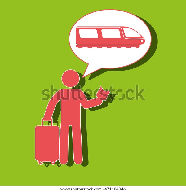 traveler silhouette suitcase map vector\
illustration  design