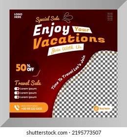 Traveler for social media banner or flyer post