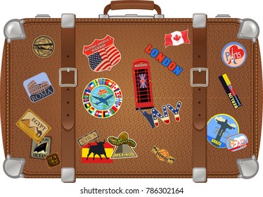 traveler suitcase with stickers