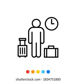 Traveler or tourist linear icon, Vector.