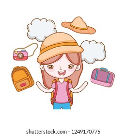 traveler with travel elements