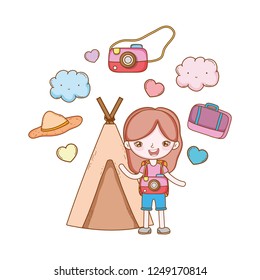 traveler with travel elements