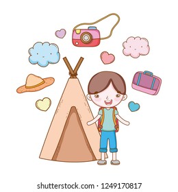 traveler with travel elements
