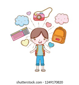 traveler with travel elements