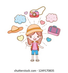 traveler with travel elements