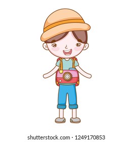 traveler with travel elements