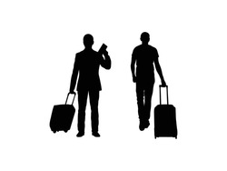 Traveler With Travel Suitcase Icon Vector. Traveler With Travel Suitcase Silhouette Isolated White Background. Vector Illustration