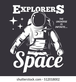 Traveler universe. universe researcher.Man in suit on the background of the infinite universe.The illustration on the theme of science, space exploration and space.
