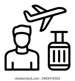 Diseño de iconos de línea de Vector del viajero