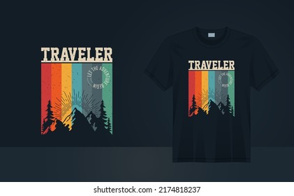 Traveler vintage grunge t-shirt design for t-shirt printing, poster, wall art, clothing, fashion tshirt vector illustration