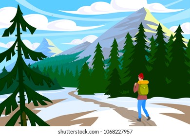 Traveler walk in mountain