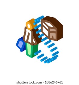 traveler way to kaaba temple icon vector. isometric traveler way to kaaba temple sign. color isolated symbol illustration