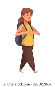 Traveler Woman With Bagpack Character