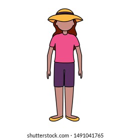 Traveler woman design, trip airport vacation journey holiday transport and voyage theme Vector illustration