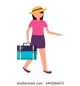 Traveler woman design, trip airport vacation journey holiday transport and voyage theme Vector illustration