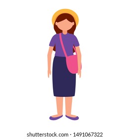 Traveler woman design, trip airport vacation journey holiday transport and voyage theme Vector illustration