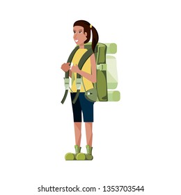 traveler woman with travel bag avatar character