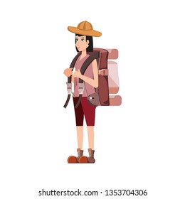 traveler woman with travel bag avatar character