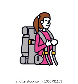 traveler woman with travel bag avatar character