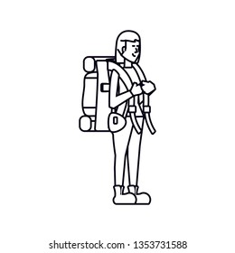 traveler woman with travel bag avatar character