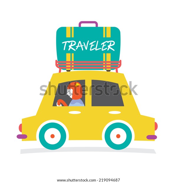 Traveler\'s Car With\
Huge Luggage On The\
Rack