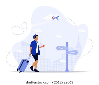 Ilustração do conceito de viajantes. Adequado para landing page, ui, web, cartão de introdução do aplicativo, editorial, folheto e banner.