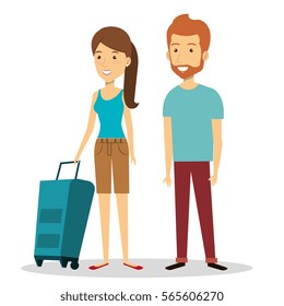 travelers group with suitcases avatars