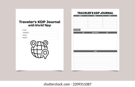 Traveler's KDP Journal with word map KDP Interior design. Printable logbook