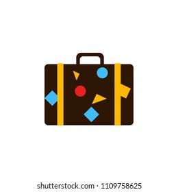 traveler's suitcase flat icon. Element of beach holidays colored icon for mobile concept and web apps. Detailed traveler's suitcase flat icon can be used for web and mobile on white background