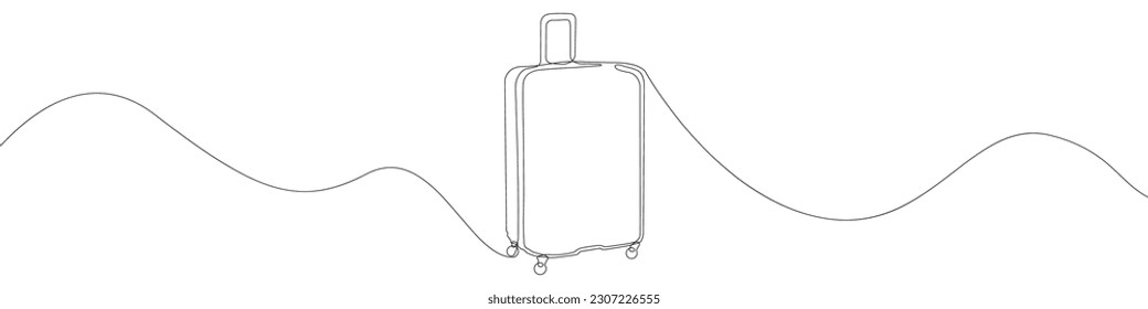 A traveler's suitcase line continuous drawing vector. One line A traveler's suitcase vector background. A traveler's suitcase icon. Continuous outline of a A traveler's suitcase. Black linear outline 