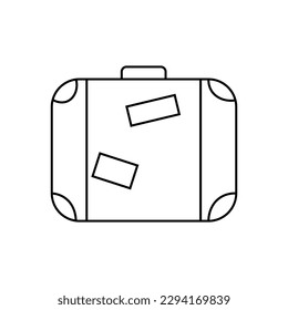 Traveler's suitcase on white background