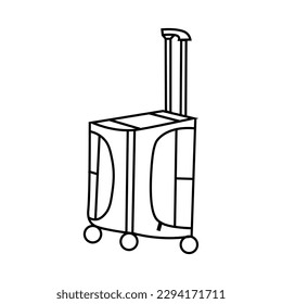 Traveler's suitcase on white background