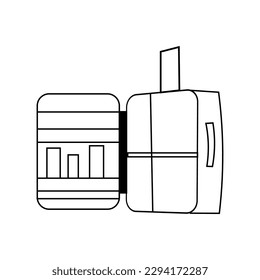 Traveler's suitcase on white background