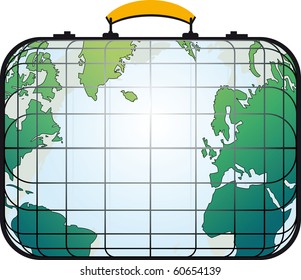 Traveler's suitcase view like the world map.