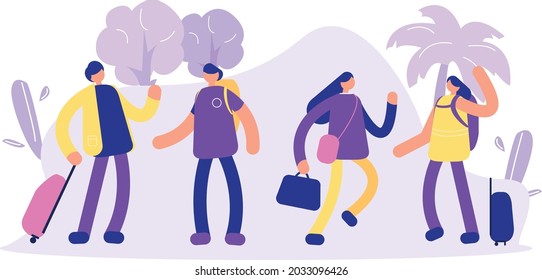 Travelers in Vacation Minimal Illustration Design