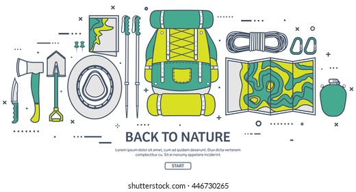 Travel,Hiking Background.Line art. Mountain Climbing.International Tourism,Trip to Nature,World Journey.Summer Holidays,Camping.Exploring and Discovering Adventure,Worldwide Trekking Expedition Map
