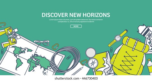 Travel,Hiking Background.Line art. Mountain Climbing.International Tourism,Trip to Nature,World Journey.Summer Holidays,Camping.Exploring and Discovering Adventure,Worldwide Trekking Expedition Map