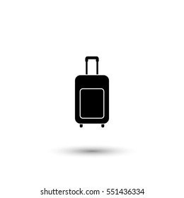 Travelig bag vector icon with round  shadow