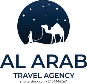 traveling agency logo, Travel, tourism agency logo design, arabic traveling agency logo, camel with man 