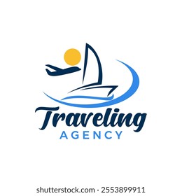 Traveling Agency Travel Check Business Ship Boat Sailing Boat Logo. Transport Logo Design