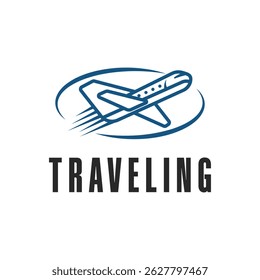 traveling airplane logo design concept idea